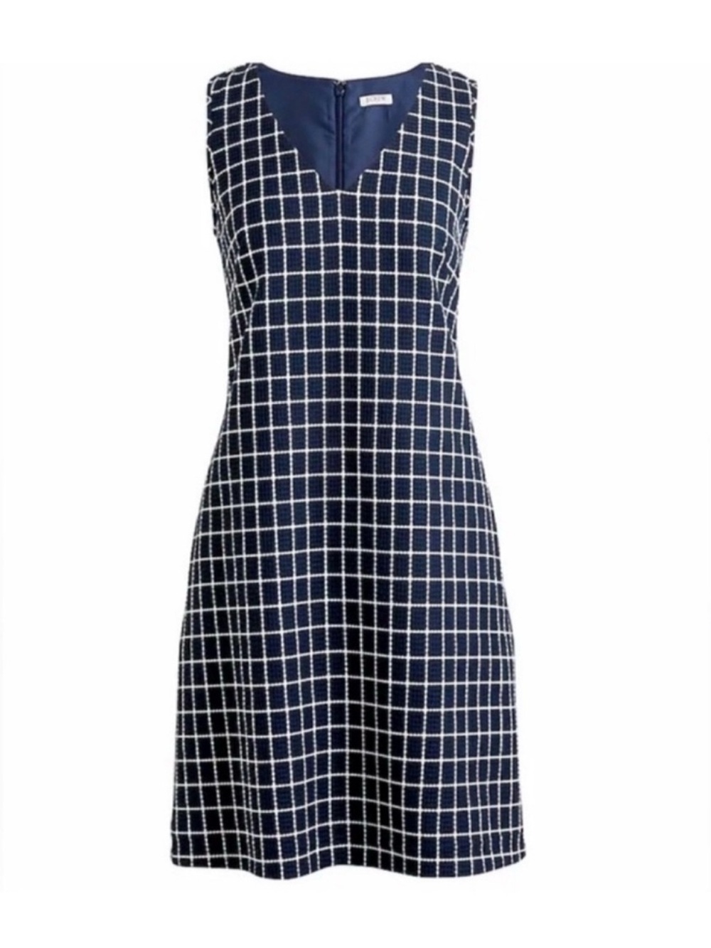 J. Crew Windowpane Tweed V-neck Dress